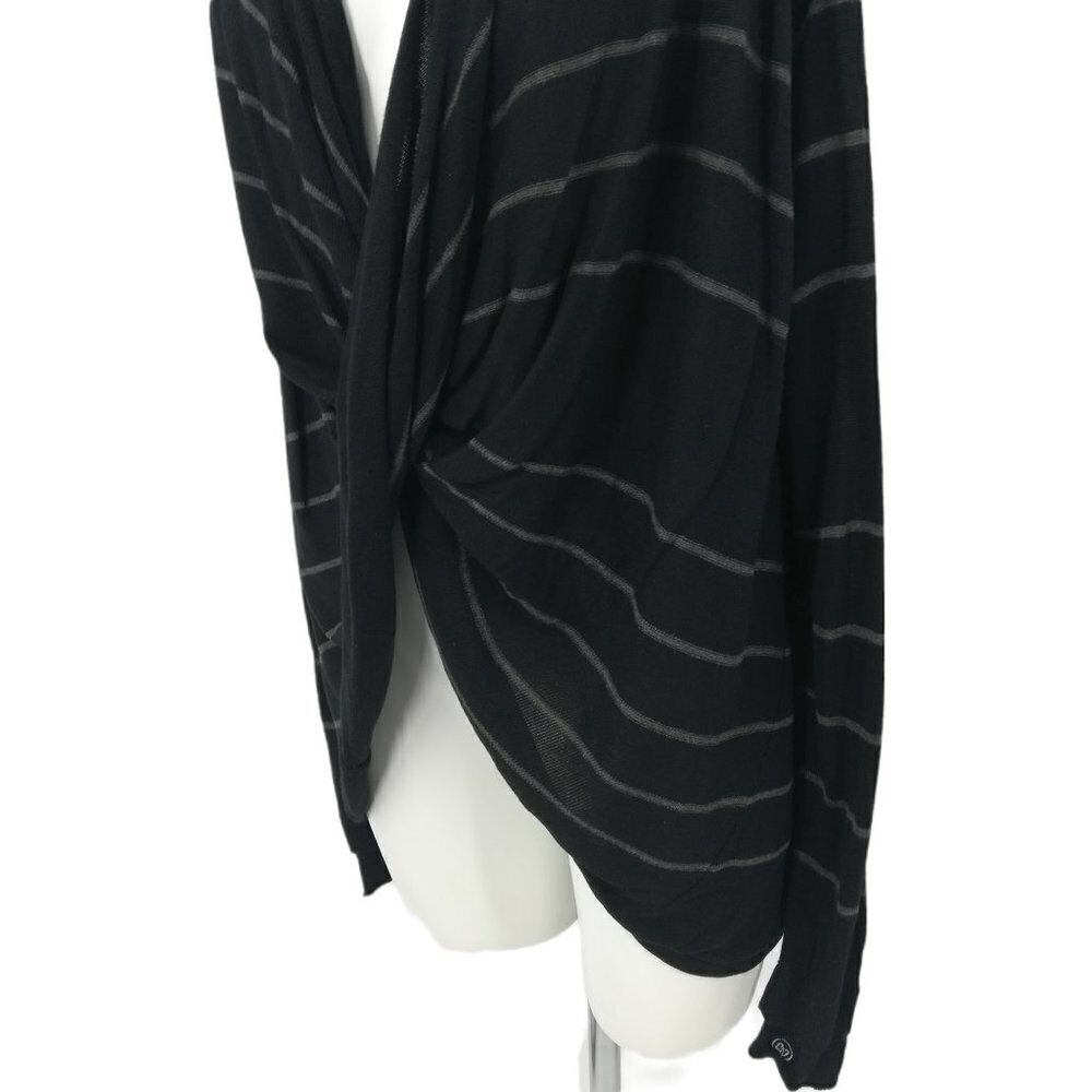 Coco and Carmen Twist Front Striped Sweater Size S/M Black Gray Long Sleeve - Picture 8 of 12